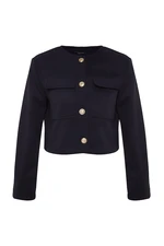 Trendyol Navy Blue Gold Button Detailed Stamped Jacket Coat