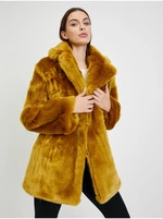 Mustard women's faux fur coat ORSAY