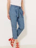 Blue shortened trousers with binding CAMAIEU - Women