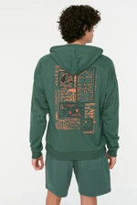 Trendyol Men's Green Oversize/Wide-Fit Hooded Printed Back Sweatshirt