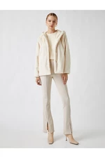 Koton Hooded Buttoned Plush Coat