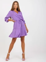 Purple ruffle minidress made of artificial satin