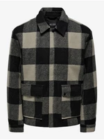 Grey-black mens plaid shirt jacket ONLY & SONS Connor - Men