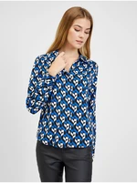 Orsay Black-Blue Ladies Patterned Blouse - Ladies