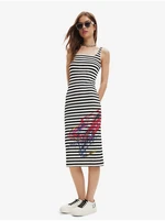 White and Black Women Striped Dress Desigual Carpark - Women