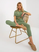 Khaki trousers made of lightweight fabric with pockets SUBLEVEL