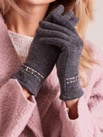 Women's gloves with dark gray buckle