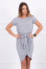 Tied dress with grey clutch bottom