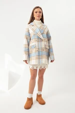 Lafaba Women's Baby Blue Plaid Coat