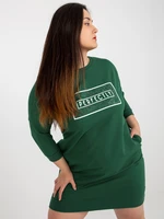 Women's dark green dress plus size with inscription