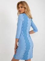 Light blue cocktail dress with 3/4 sleeves