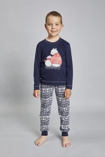 Boys' Arctic pajamas long sleeves, long trousers - navy blue/navy blue print