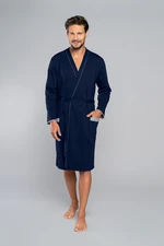 Gabriel Long Sleeve Bathrobe - Navy Blue/Melange