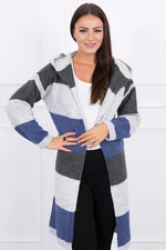 Three-color striped sweater graphite + grey + jeans