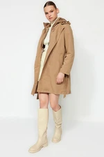 Trendyol Mink Oversize Wide-Cut Trench Coat with a Belt