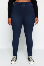 Trendyol Curve Dark Blue High Waist Flexible Skinny Jeans