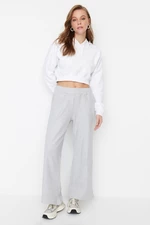 Trendyol Gray Wide Leg/Comfortable Fit Ribbed Knitted Sweatpants