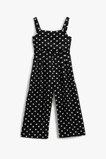 Koton Girl's Jumpsuit with Wide Leg, Polka Dots, Tie Front 3skg40016aw