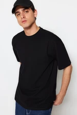 Trendyol Men's Black Basic 100% Cotton Relaxed Crew Neck Short Sleeve T-Shirt