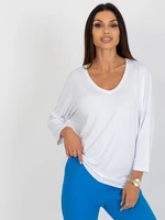 White women's basic blouse of oversize cut