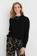 Trendyol Black Wide Fit Soft Textured Basic Knitwear Sweater