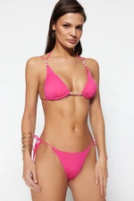 Trendyol Fuchsia Tie-Up High Leg Bikini Bottom