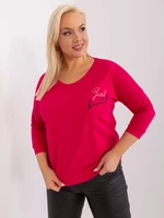 Fuchsia blouse in a larger size for everyday wear with rhinestones