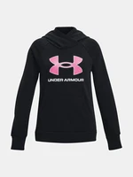 Ružovo-čierna dievčenská športová mikina Under Armour Rival Fleece BL Hoodie