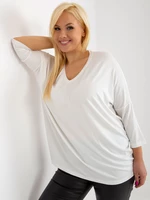 Ecru plain plus size basic viscose blouse