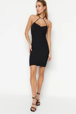 Trendyol Black Fitted Lined Knitted Evening Dress