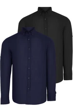 DOUBLE SET G721 DEWBERRY MEN'S SHIRT-BLACK-NAVY