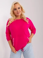 Fuchsia blouse plus sizes with pocket