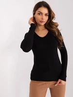 Black fitted neckline sweater