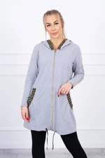 Sweatshirt with decorative strap of gray color