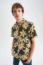 DEFACTO Regular Fit Poplin Printed Short Sleeve Shirt