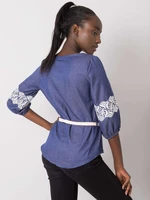 Blue cotton blouse with belt by Yaretzi
