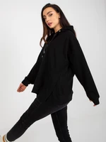 Black hoodie with drawstrings