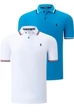 DUAL SET T8594 DEWBERRY MENS T-SHIRT-WHITE-BLUE