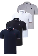 QUAD SET T8594 DEWBERRY MENS T-SHIRT-BLACK-WHITE-NAVY BLUE-GREY