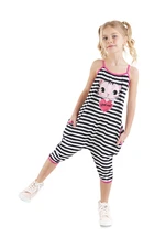 Denokids Love Me Girl's Striped Cat Strap Jumpsuit