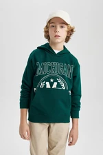 DEFACTO Boys' Oversize Fit Printed Hooded Sweatshirt