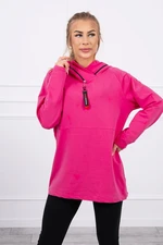 Tunic with zipper on hood Oversize fuchsia