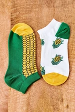 Unpaired socks with corn white-green