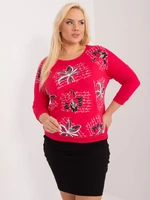 Women's red plus-size blouse with print