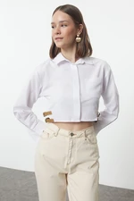 Trendyol Ecru Fitted Waist Woven Shirt with Belt Buckle Detail on Sides