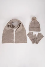 DEFACTO Size 3-Piece Scarf Beanie Glove Set