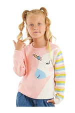 Denokids Unicorn Girl Pink Sequin Embroidered Knitwear Sweater