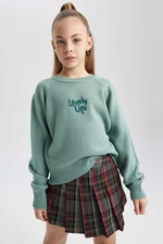 DEFACTO Girl's Crew Neck Printed Sweatshirt