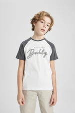 DEFACTO Boys' Crew Neck Printed Short Sleeve T-Shirt