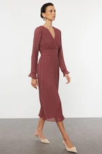 Trendyol Dusty Rose Belted Plain Maxi Woven Dress